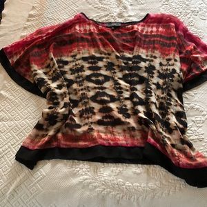 Used bat print blouse, silk crepe material , size L